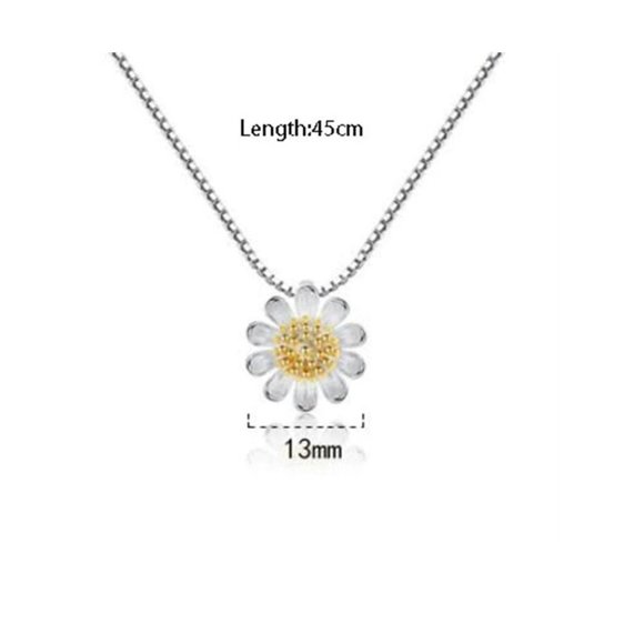 NEW 925 Sterling Silver Two Tone Daisy Necklace - Picture 4 of 4